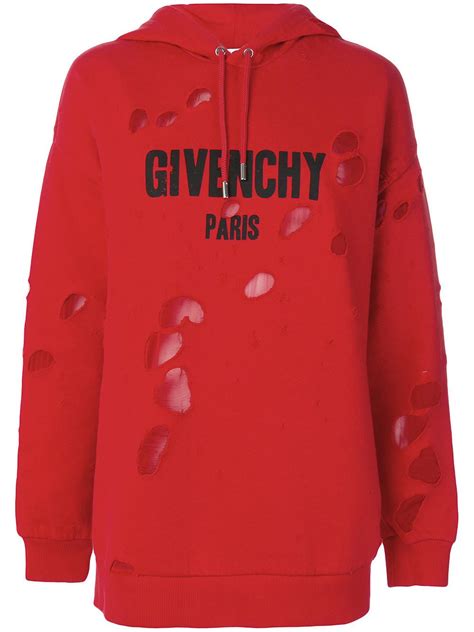 givenchy destroyed hoodie red|givenchy paris sweatshirt destroyed.